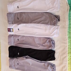 Lot of 6 Rawlings Kids Baseball Pants - Black, Gray, and White